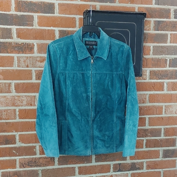 Bernardo for Nordstrom Teal Suede Jacket Size 10 (1394) - Picture 1 of 8